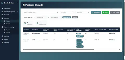 Screenshot of Credit-System